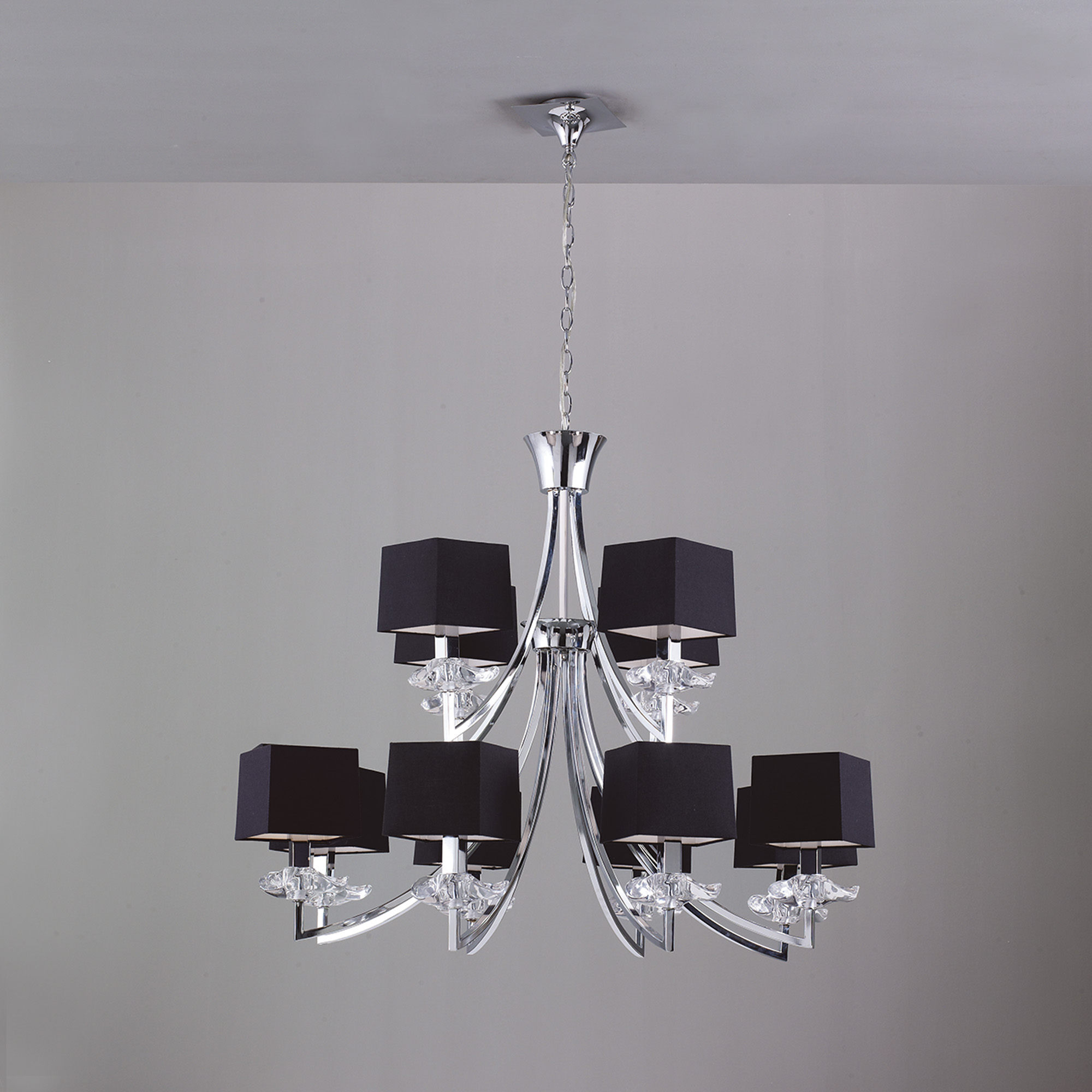 Akira Polished Chrome-Black Ceiling Lights Mantra Multi Arm Fittings